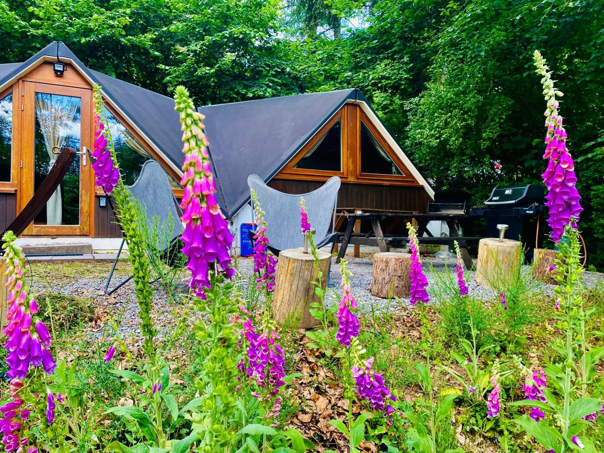 Chalet Tropical Avec Bain A Bulles - In The Woods Gesves Buitenkant foto